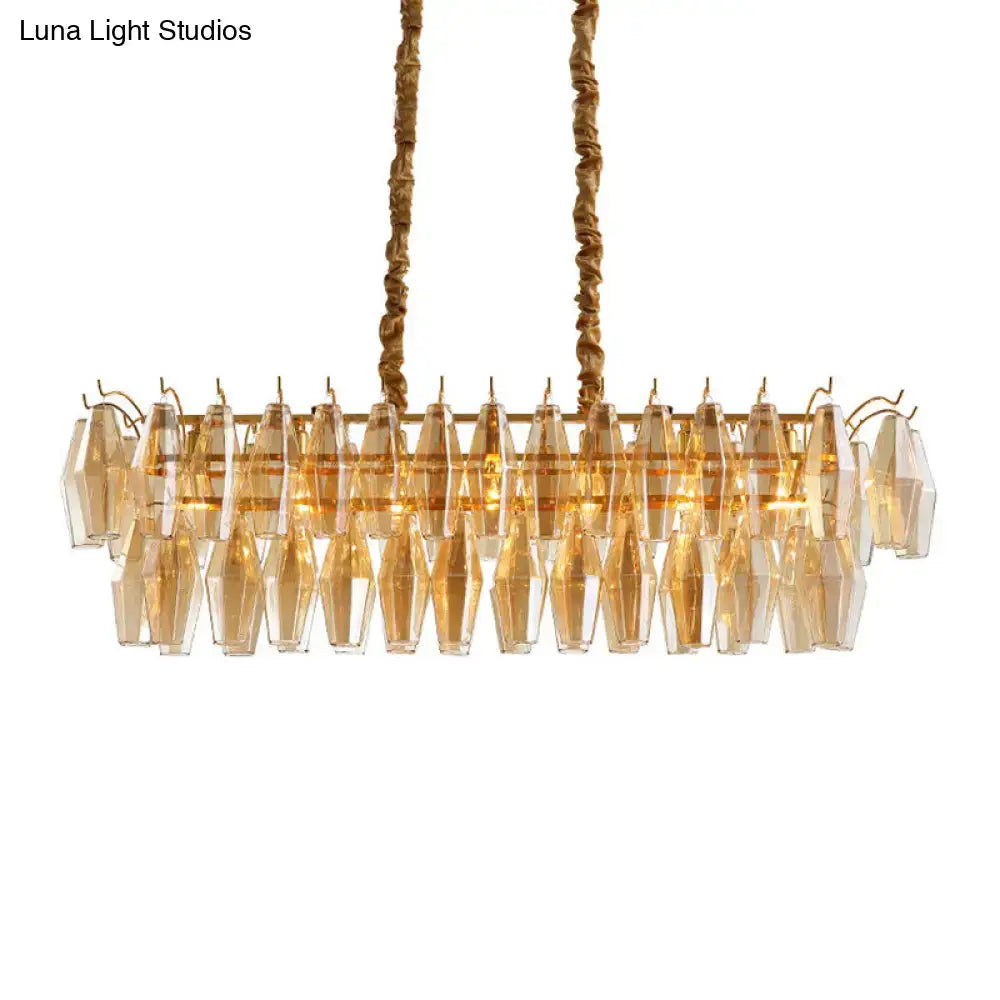Modern amber crystal oval island light fixture for dining room