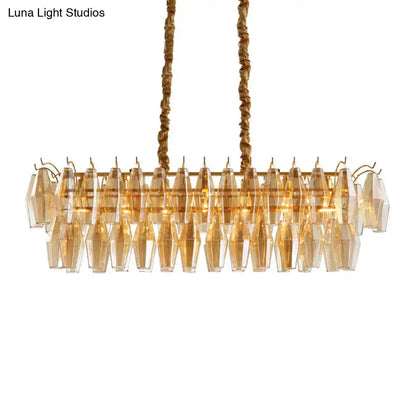 Modern amber crystal oval island light fixture for dining room