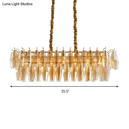 Modern amber crystal oval island light fixture for dining room