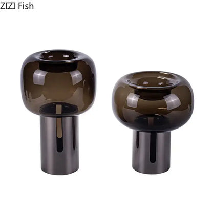 Modern amber dark glass vase set office desk decor