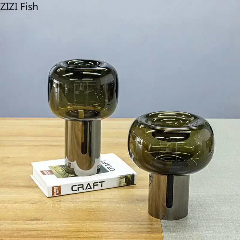 Modern amber dark glass vase set office desk decor