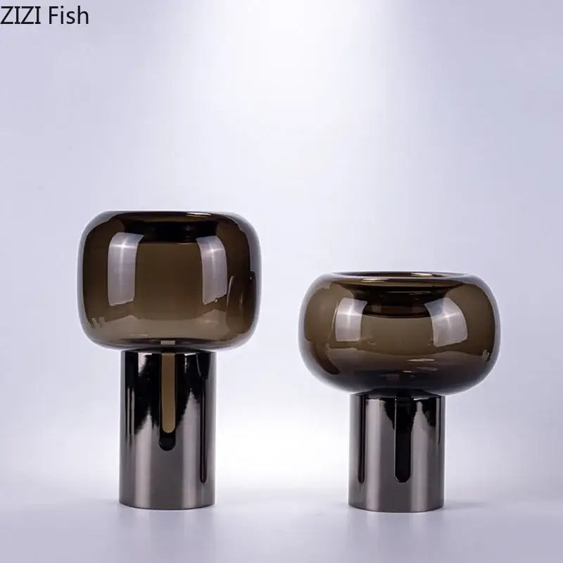 Modern amber dark glass vase set office desk decor