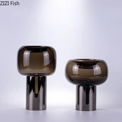 Modern amber dark glass vase set office desk decor