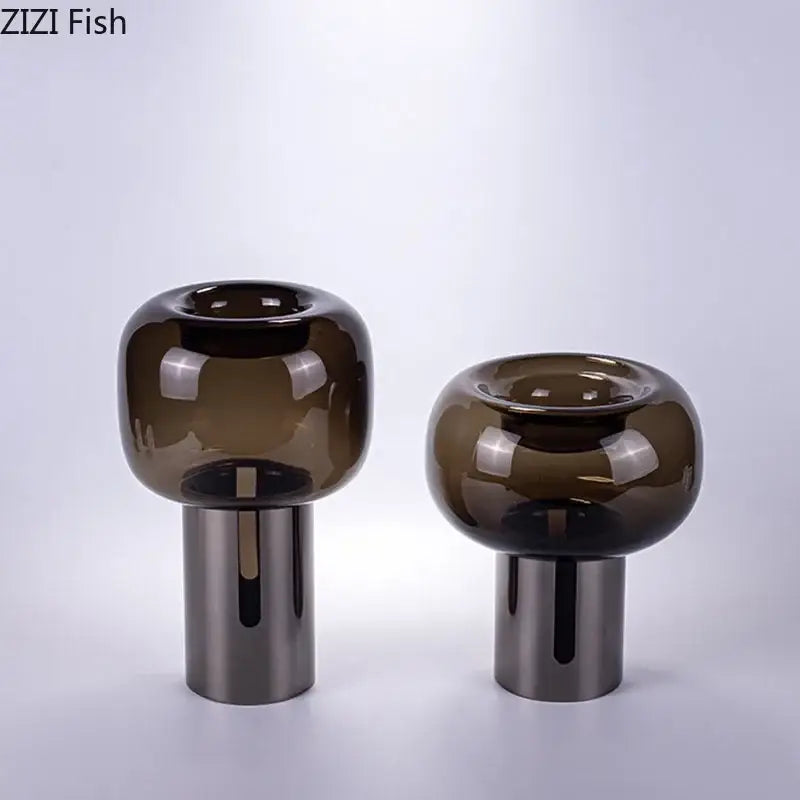 Modern amber dark glass vase set office desk decor