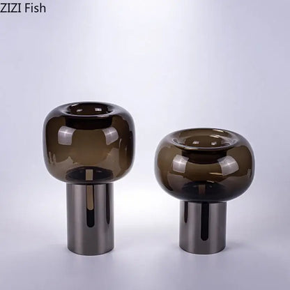 Modern amber dark glass vase set office desk decor