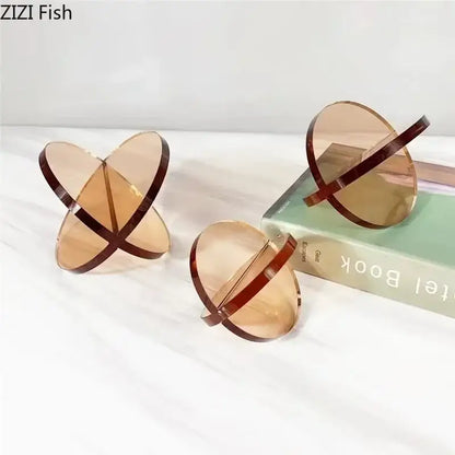 Modern amber geometric cross ornaments living room bookends