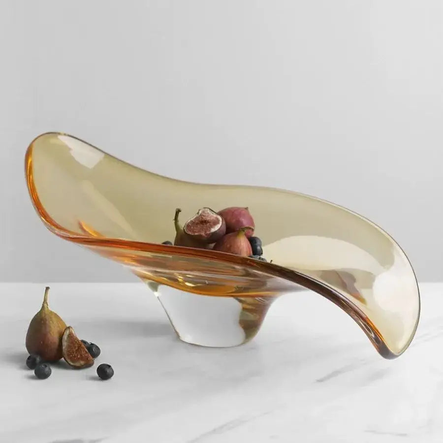 Modern amber geometric glass bowl tray dining room storage decor