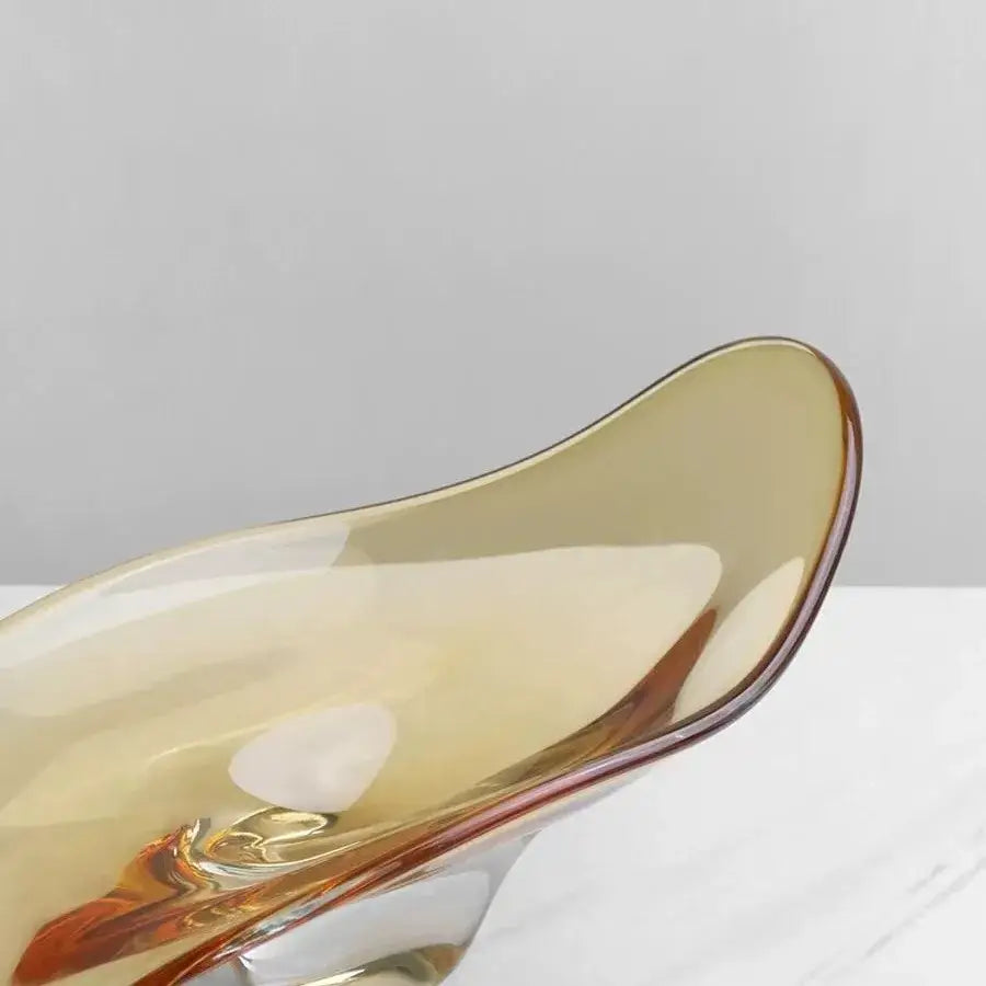 Modern amber geometric glass bowl tray dining room storage decor