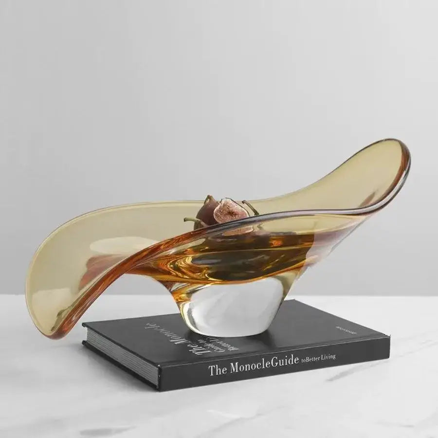 Modern amber geometric glass bowl tray dining room storage decor