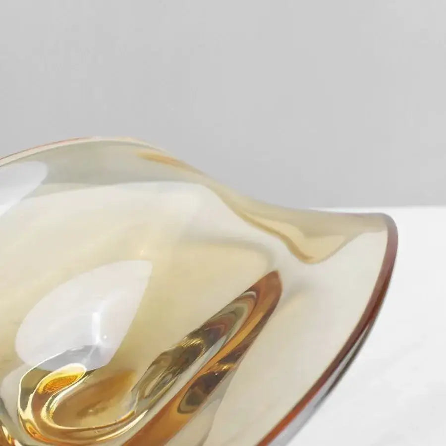 Modern amber geometric glass bowl tray dining room storage decor