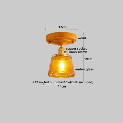 Modern amber glass and brass led ceiling lamp dining room