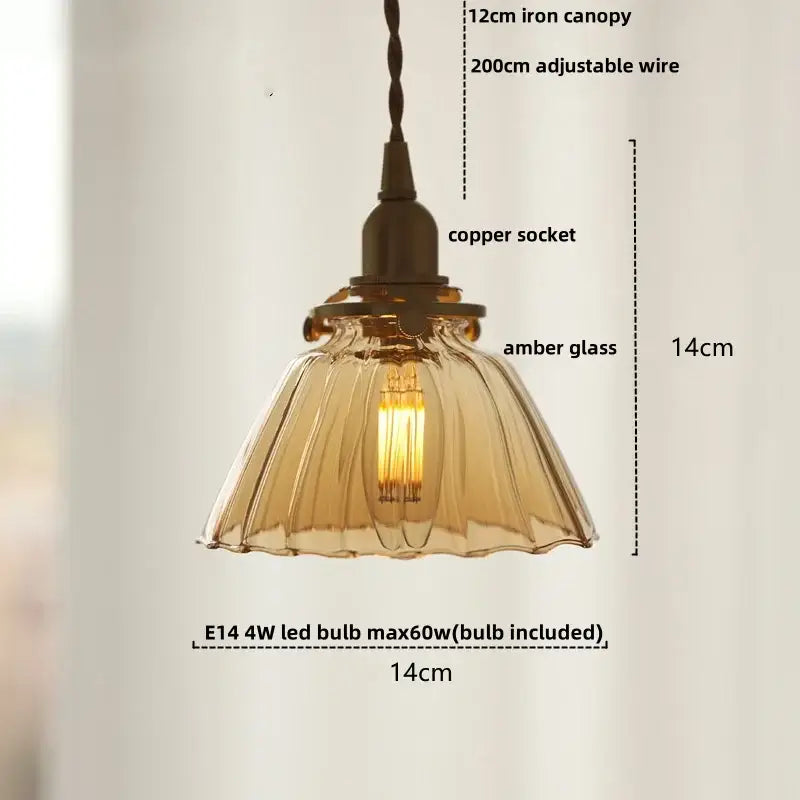 Modern amber glass ball led pendant light for dining room