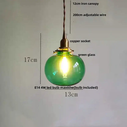Modern amber glass ball led pendant light for dining room