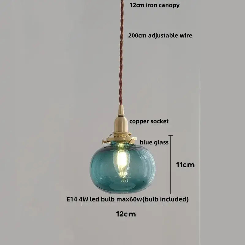 Modern amber glass ball led pendant light for dining room
