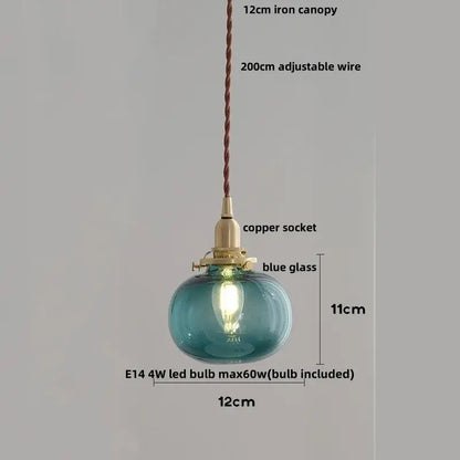 Modern amber glass ball led pendant light for dining room