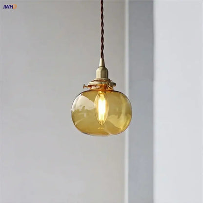 Modern amber glass ball led pendant light for dining room