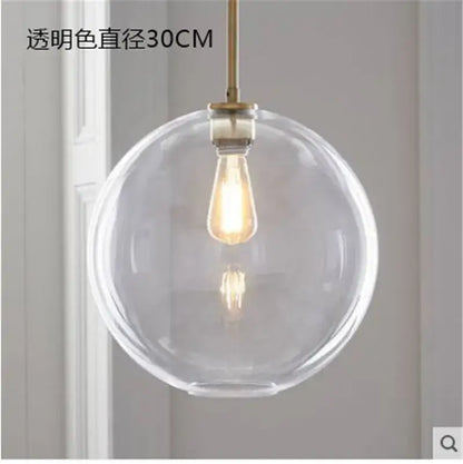 Modern amber glass ball led pendant light kitchen decor