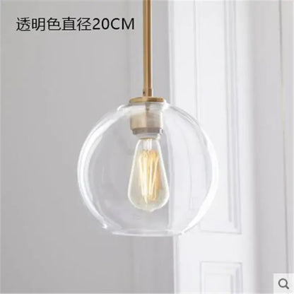 Modern amber glass ball led pendant light kitchen decor