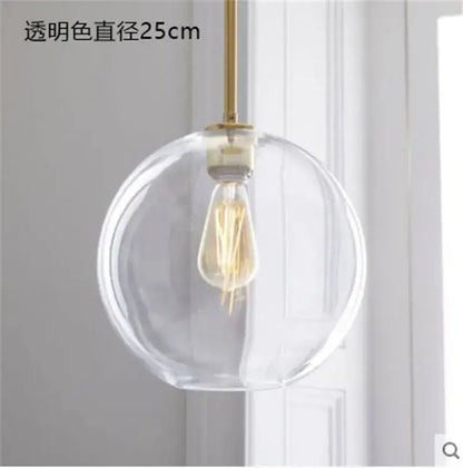 Modern amber glass ball led pendant light kitchen decor