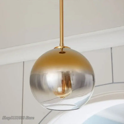 Modern amber glass ball led pendant light kitchen decor