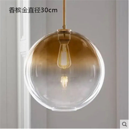 Modern amber glass ball led pendant light kitchen decor