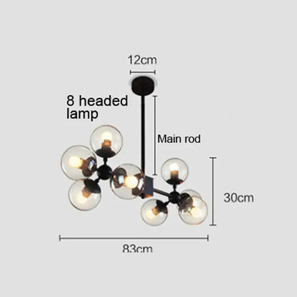 Modern amber glass ball pendant light dining room chandelier