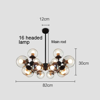 Modern amber glass ball pendant light dining room chandelier