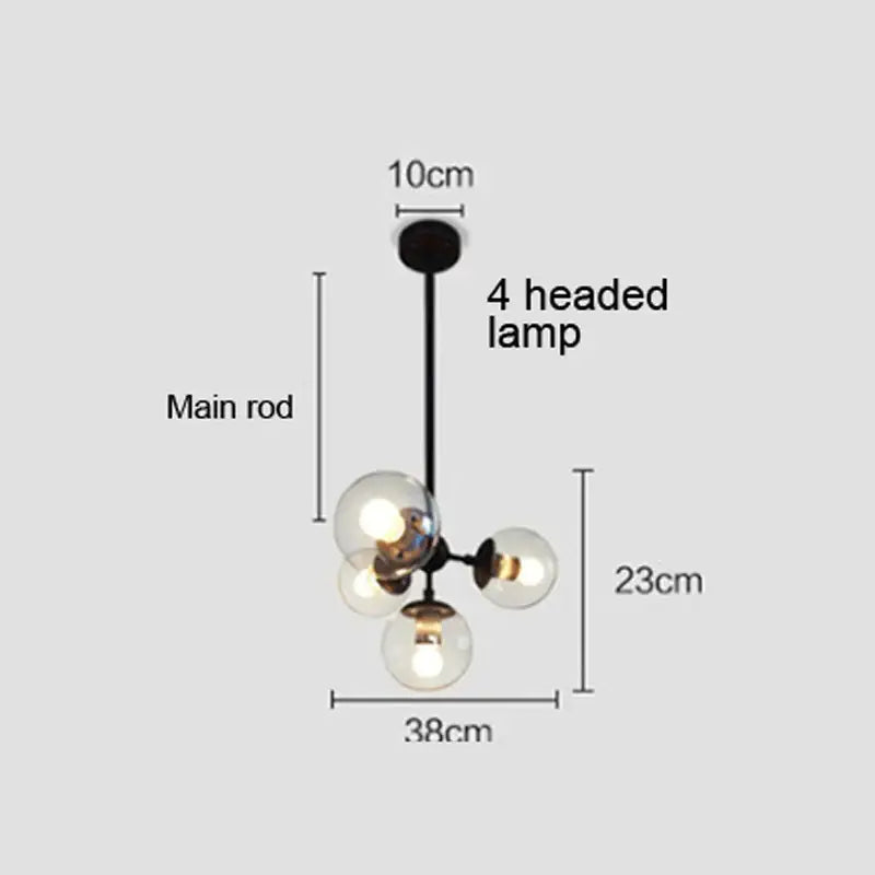 Modern amber glass ball pendant light dining room chandelier