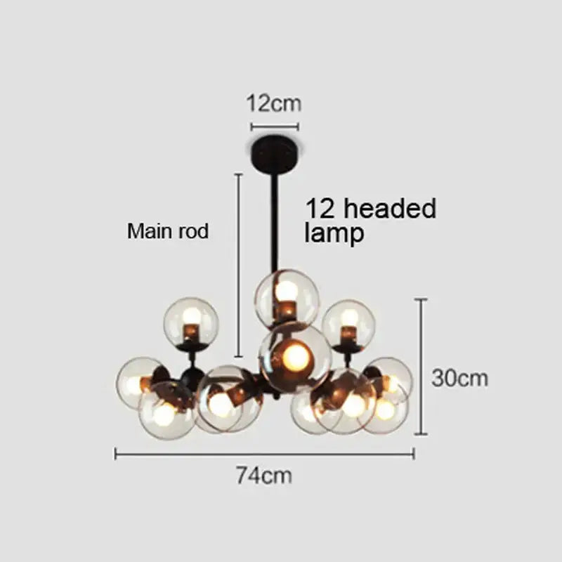 Modern amber glass ball pendant light dining room chandelier
