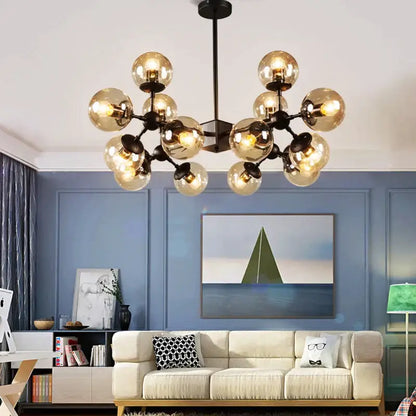 Modern amber glass ball pendant light dining room chandelier