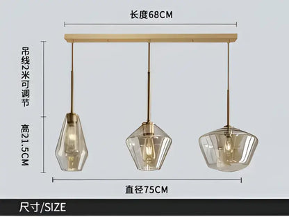 Modern amber glass chandelier amber and brass pendant light dining room