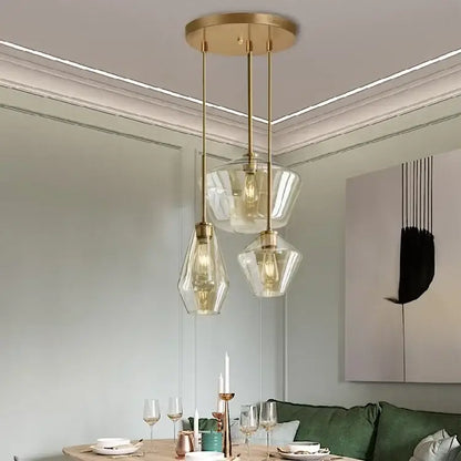 Modern amber glass chandelier amber and brass pendant light dining room