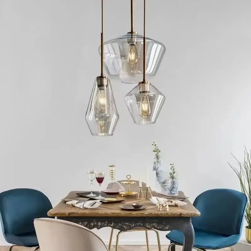 Modern amber glass chandelier amber and brass pendant light dining room