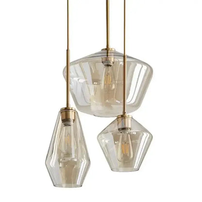 Modern amber glass chandelier amber and brass pendant light dining room