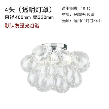 Modern amber glass chandelier led cluster – bedroom ceiling lamp