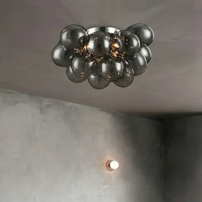 Modern amber glass chandelier led cluster – bedroom ceiling lamp
