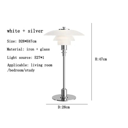 Modern amber glass desk lamp for home office with brass base