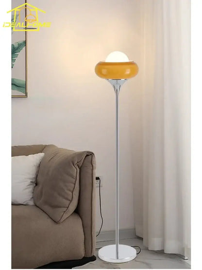 Modern amber glass iron led floor lamp for living room