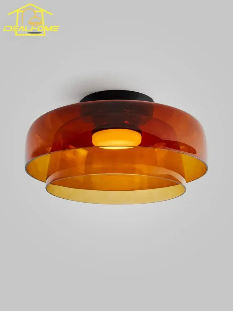 Modern amber glass led ceiling light for living room