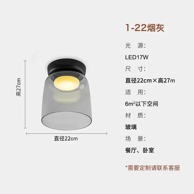 Modern amber glass led ceiling light for living room