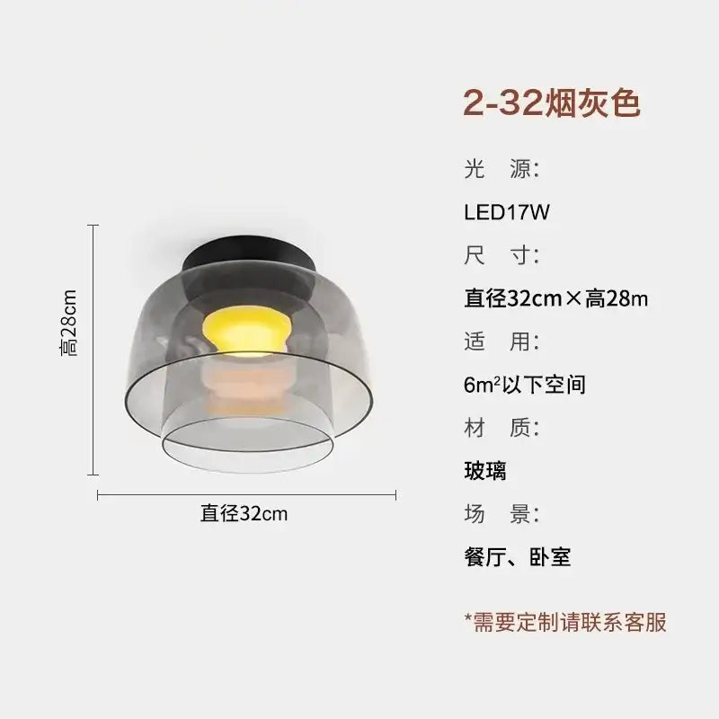 Modern amber glass led ceiling light for living room