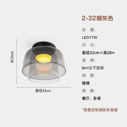 Modern amber glass led ceiling light for living room