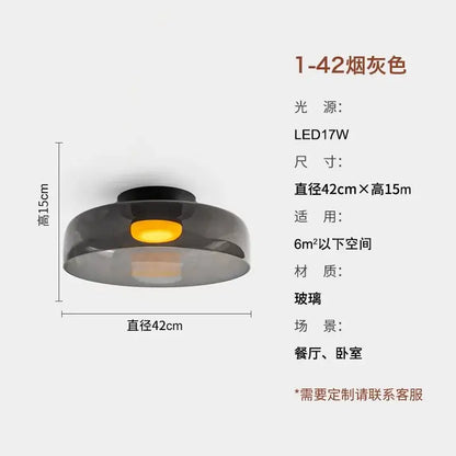 Modern amber glass led ceiling light for living room