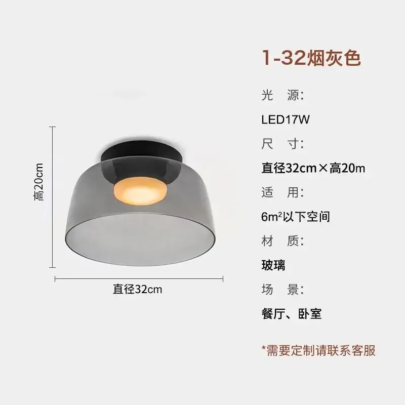 Modern amber glass led ceiling light for living room