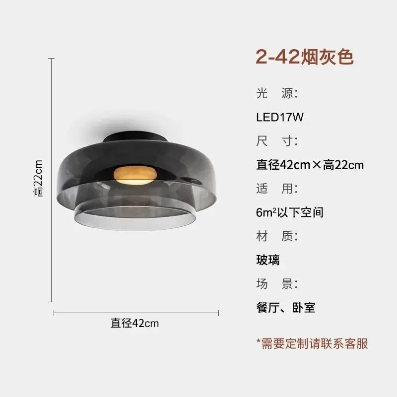 Modern amber glass led ceiling light for living room