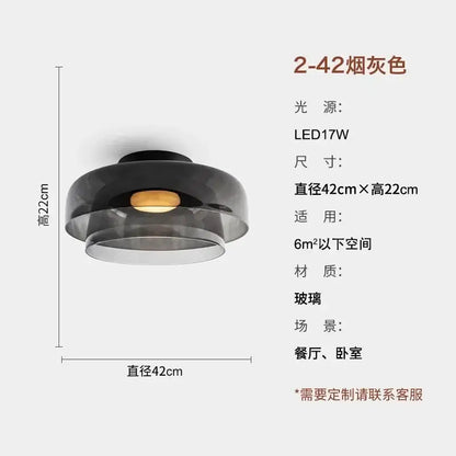 Modern amber glass led ceiling light for living room
