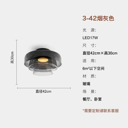Modern amber glass led ceiling light for living room