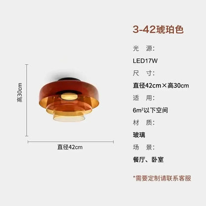 Modern amber glass led ceiling light for living room
