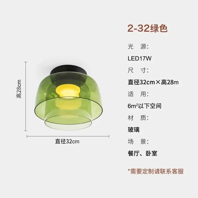 Modern amber glass led ceiling light for living room