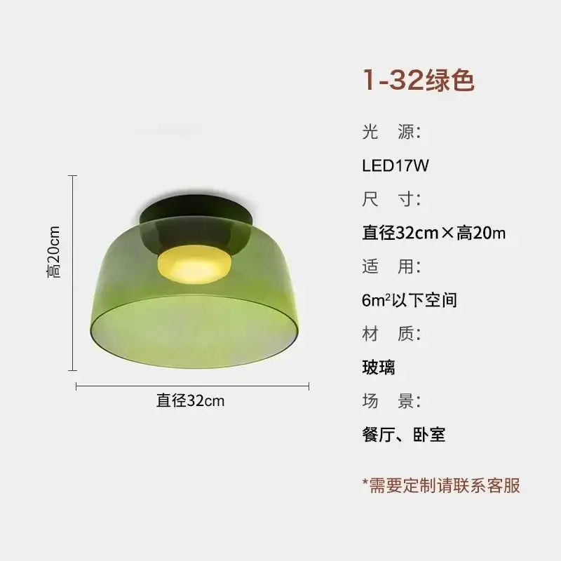 Modern amber glass led ceiling light for living room